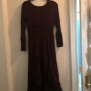Free People lace cotton lend high low maxi dress